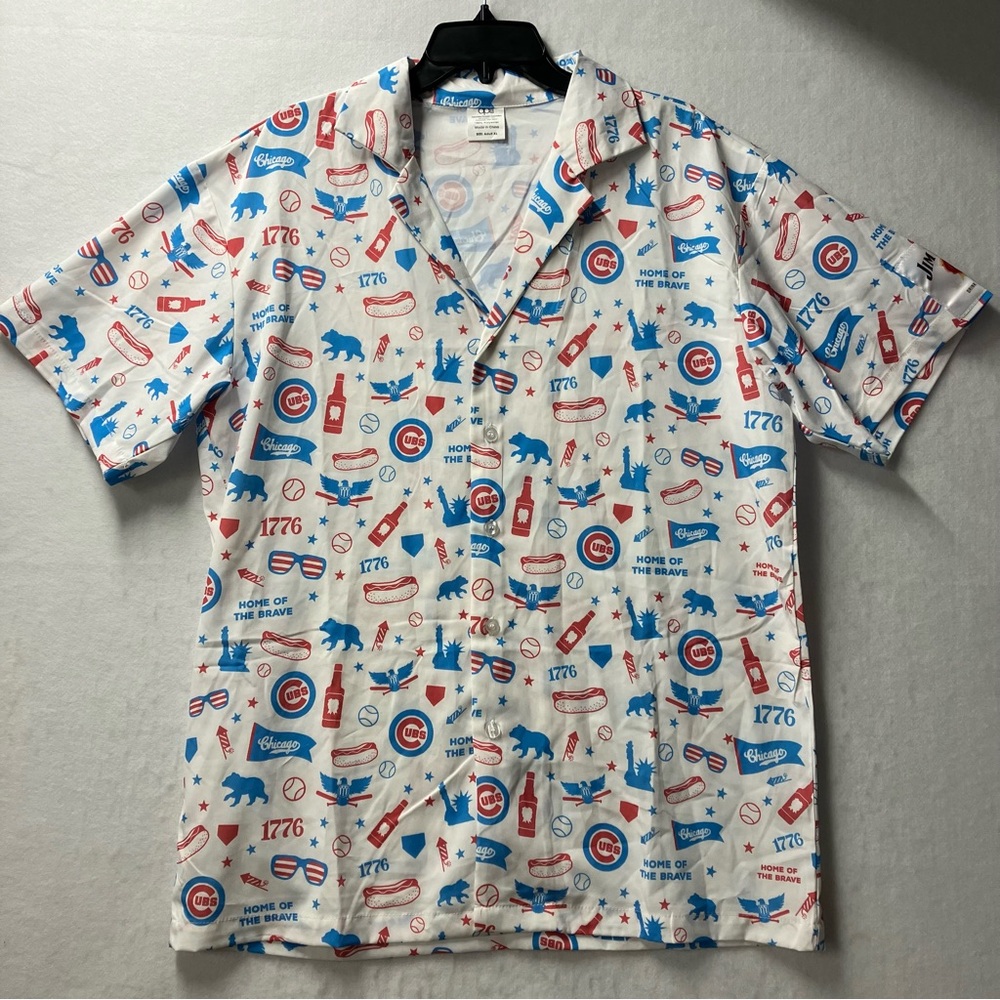 Chicago Cubs Jim Beam Hawaiian Shirt Size XL White Red Blue MLB Baseball SGA